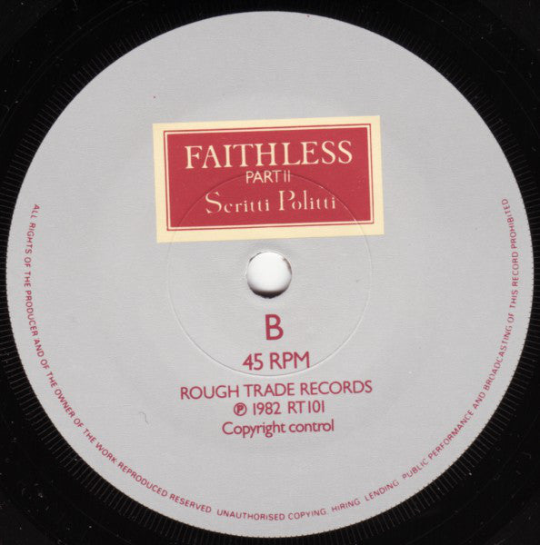 Scritti Politti : Faithless (7", Single)