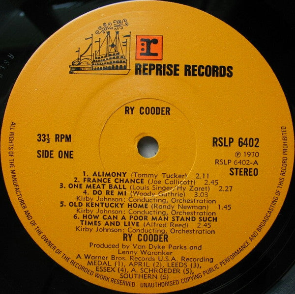 Ry Cooder : Ry Cooder (LP, Album)