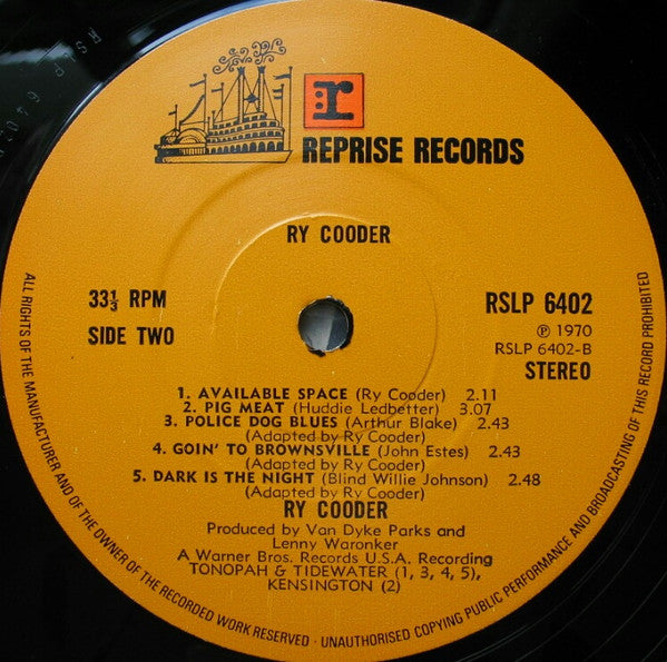 Ry Cooder : Ry Cooder (LP, Album)