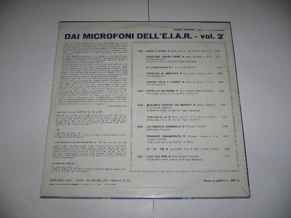 Various : Dai Microfoni Dell'E.I.A.R. - Vol. 2° (LP, Comp)