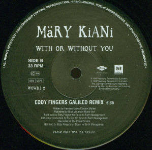 Mary Kiani : With Or Without You (12", Promo)