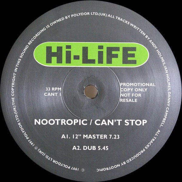 Nootropic : Can't Stop (12", Promo)