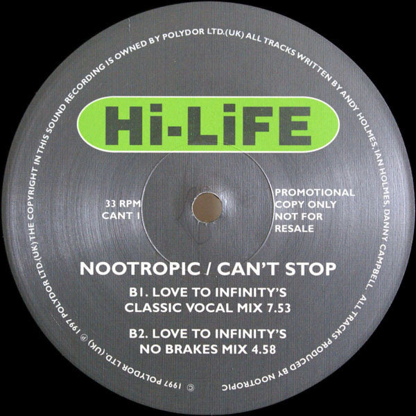 Nootropic : Can't Stop (12", Promo)