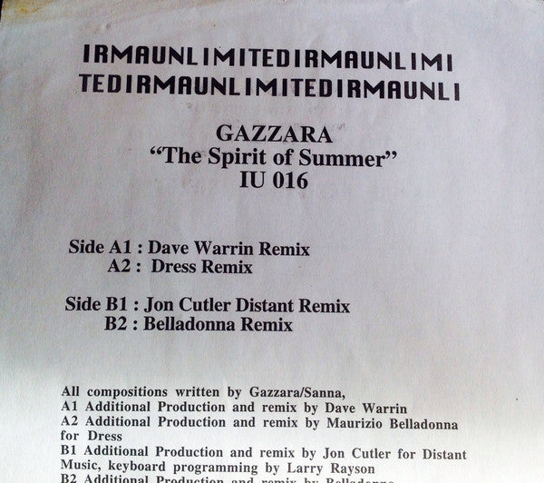 Gazzara : The Spirit Of Summer (12", W/Lbl)