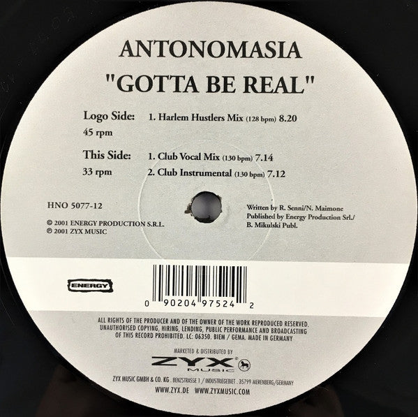 Antonomasia : Gotta Be Real (12")