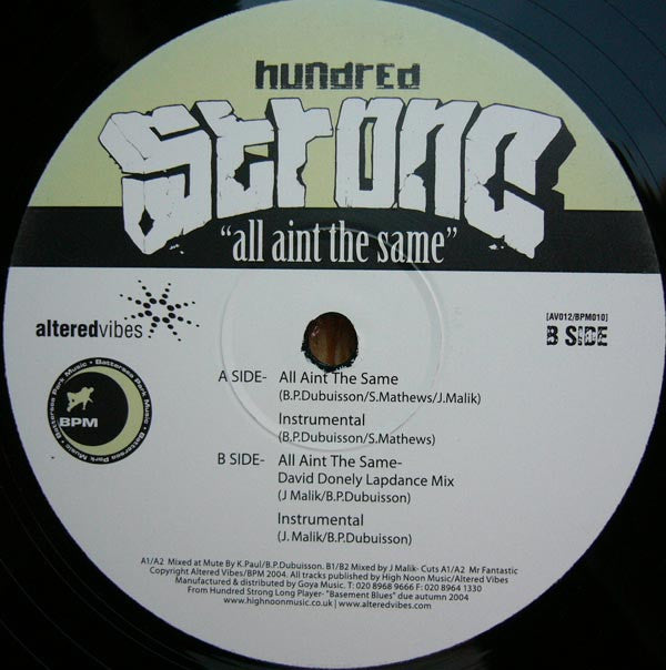 Hundred Strong Featuring Joseph Malik : All Aint The Same (12")