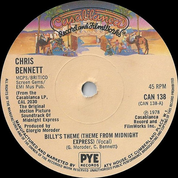 Chris Bennett : Billy's Theme (Theme From Midnight Express) (Vocal) (7")
