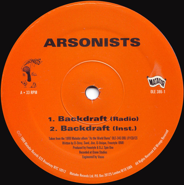 The Arsonists : Backdraft / Halloween II - Season Of The Witch (12")