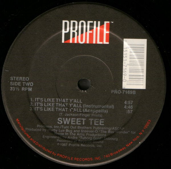 Sweet Tee : I Got Da Feelin' / It's Like That Y'all (12")