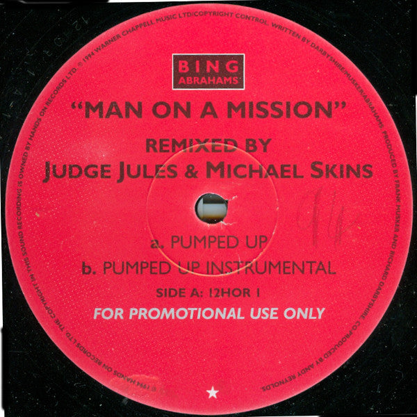 Bing Abrahams : Man On A Mission (12", Promo)