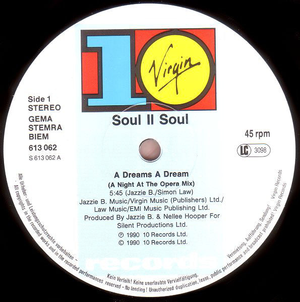 Soul II Soul : A Dreams A Dream (12", Single)