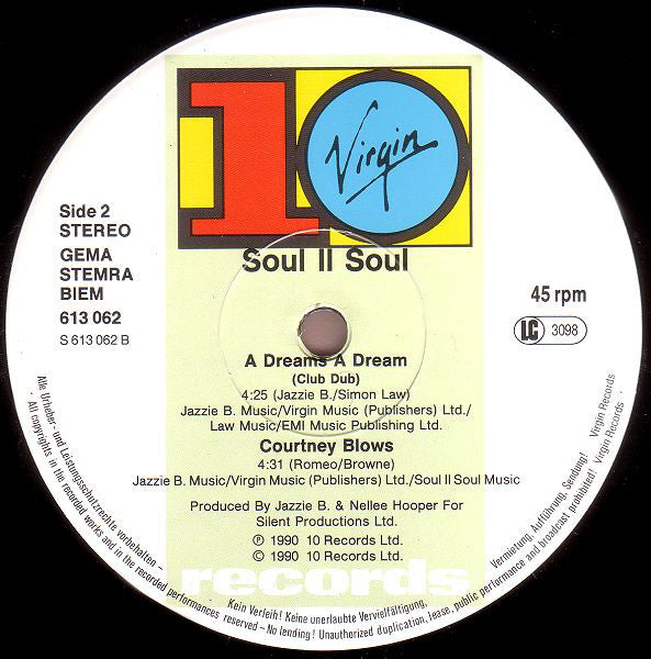 Soul II Soul : A Dreams A Dream (12", Single)