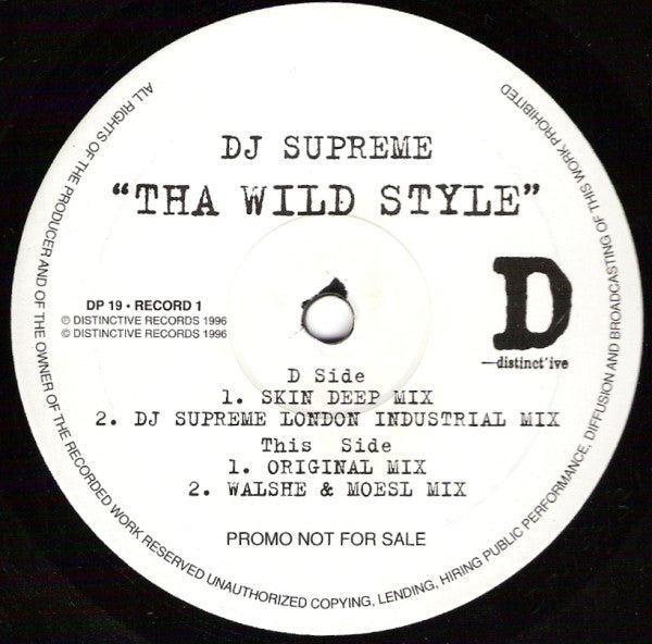 DJ Supreme : Tha Wild Style (2x12", Promo)