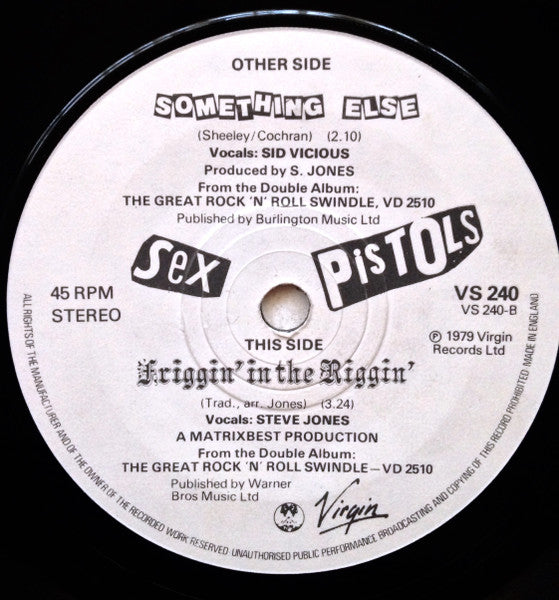 Sex Pistols : Something Else (7", Single, Bla)
