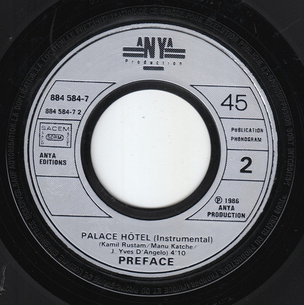Preface : Palace Hôtel (7")