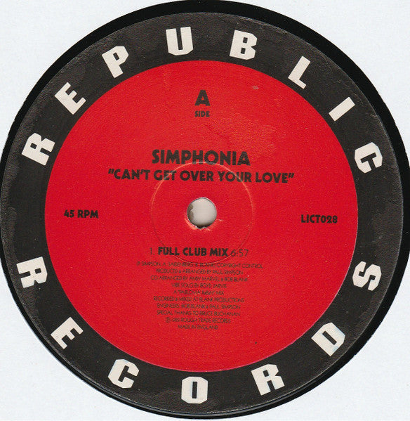 Simphonia : Can't Get Over Your Love (12")