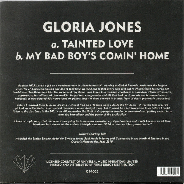 Gloria Jones : Tainted Love (7", RSD, Ltd, RE, Dia)