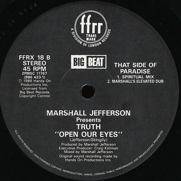 Marshall Jefferson Presents Truth (2) : Open Our Eyes (12")