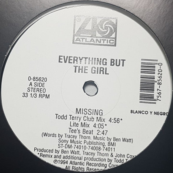 Everything But The Girl : Missing (The Bootleg Mixes!) (12", RE, Unofficial)
