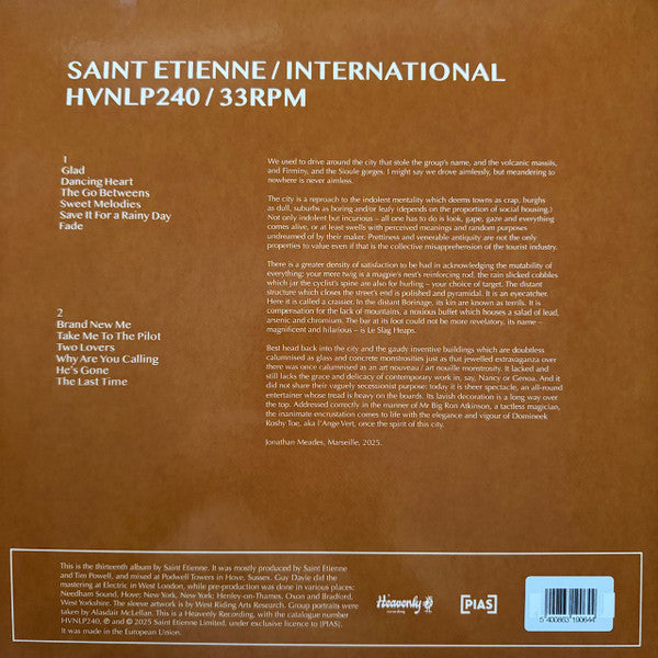 Saint Etienne : International (LP, Album, Ora)