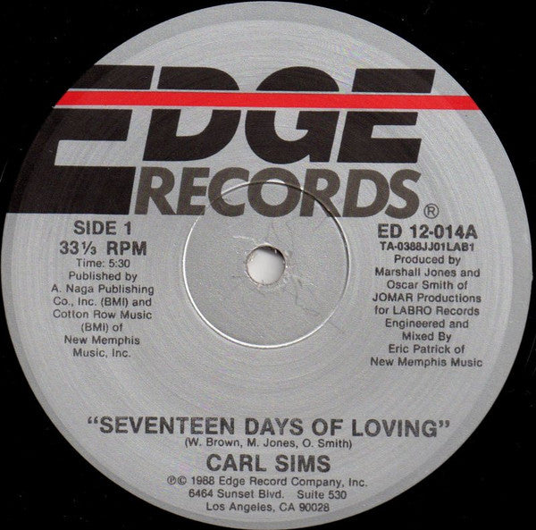 Carl Sims : Seventeen Days Of Loving (12")