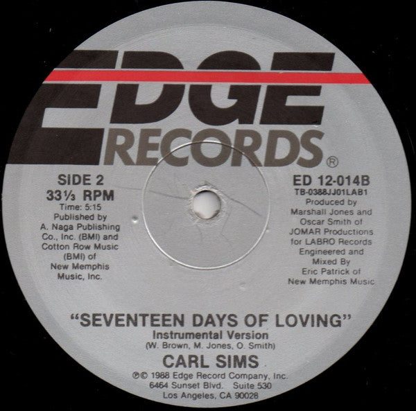 Carl Sims : Seventeen Days Of Loving (12")