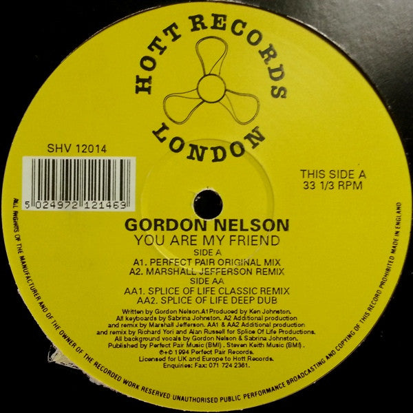 Gordon Nelson : You Are My Friend (12")