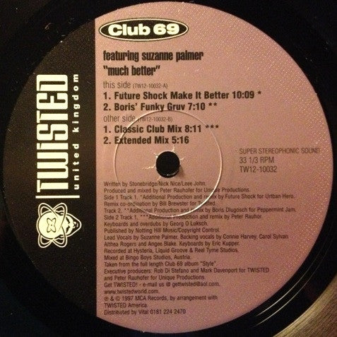 Club 69 Featuring Suzanne Palmer : Much Better (12")