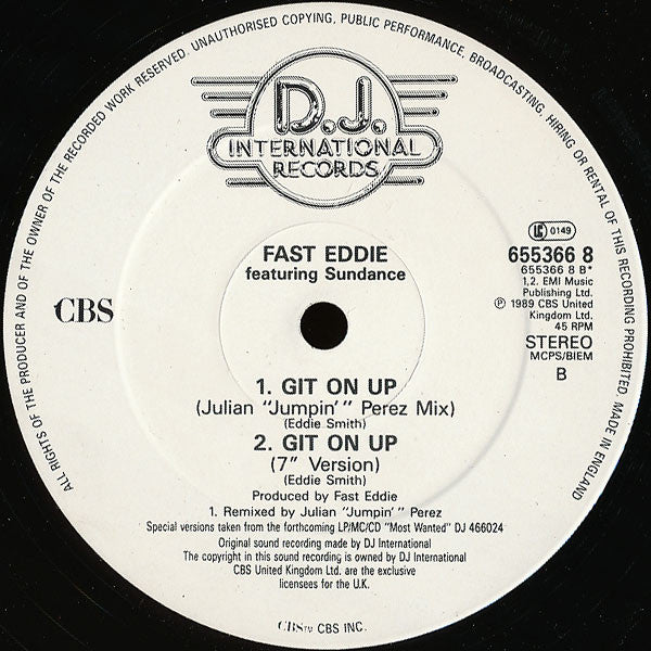Fast Eddie* Featuring Sundance (2) : Git On Up (12")