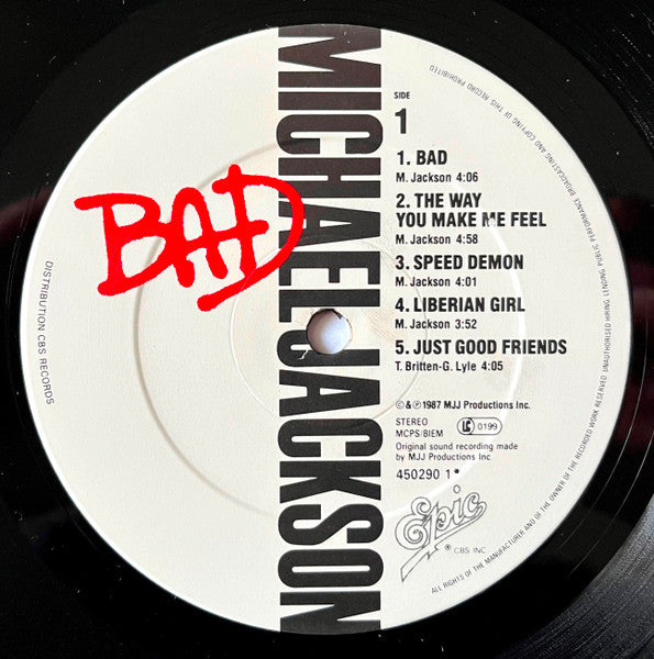 Michael Jackson : Bad (LP, Album, Gat)
