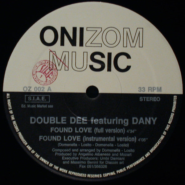 Double Dee Featuring Dany : Found Love (12", Whi)