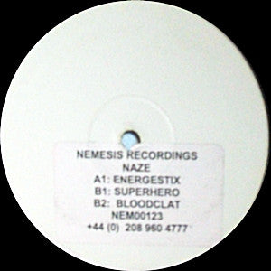 DJ Naze : Energestix / Superhero / Bloodclat (12", Promo, W/Lbl, Sti)