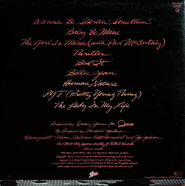 Michael Jackson : Thriller (LP, Album, RP, Whi)
