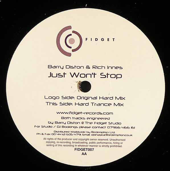 Barry Diston & Rich Innes : Just Won't Stop (12")
