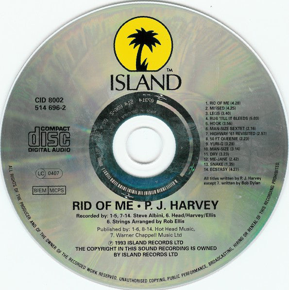 PJ Harvey : Rid Of Me (CD, Album, RP)