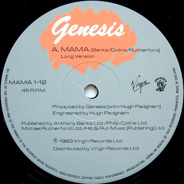Genesis : Mama (12", Single, Die)