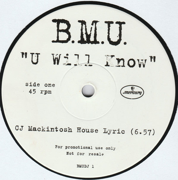B.M.U. : U Will Know (12", Promo)