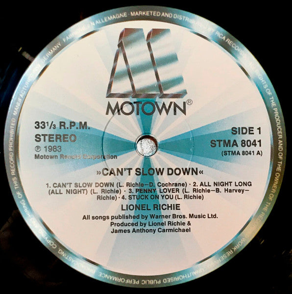 Lionel Richie : Can't Slow Down (LP, Album)