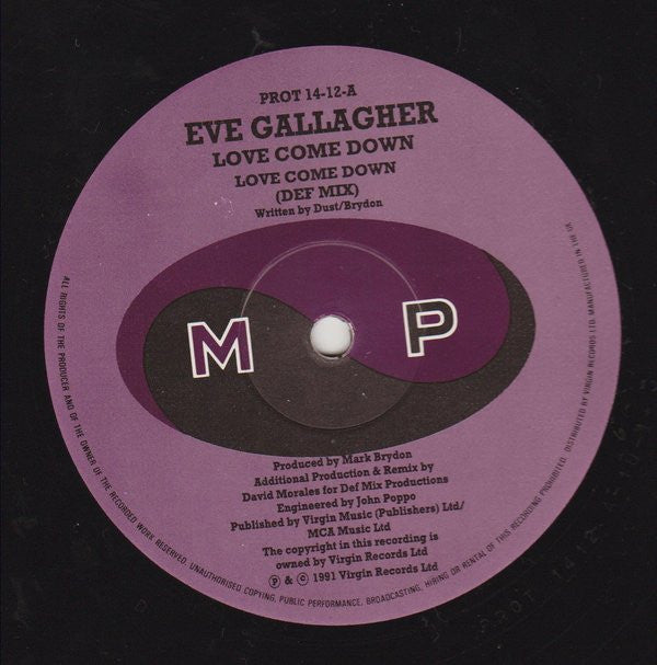 Eve Gallagher : Love Come Down (The 1991 Mixes) (12", Maxi)