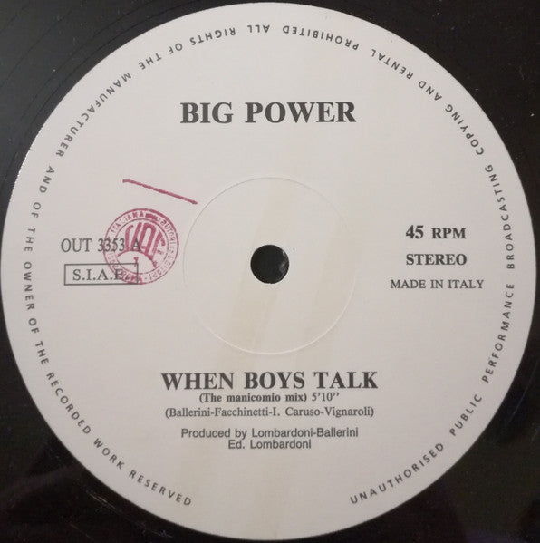 Big Power : When Boys Talk (12")