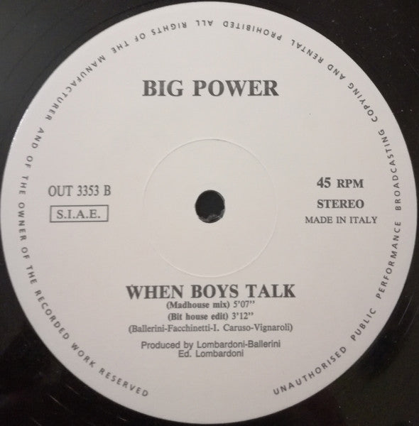 Big Power : When Boys Talk (12")