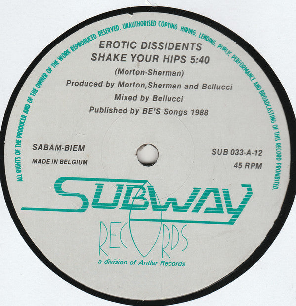 Erotic Dissidents : Shake Your Hips (12")