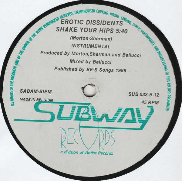 Erotic Dissidents : Shake Your Hips (12")