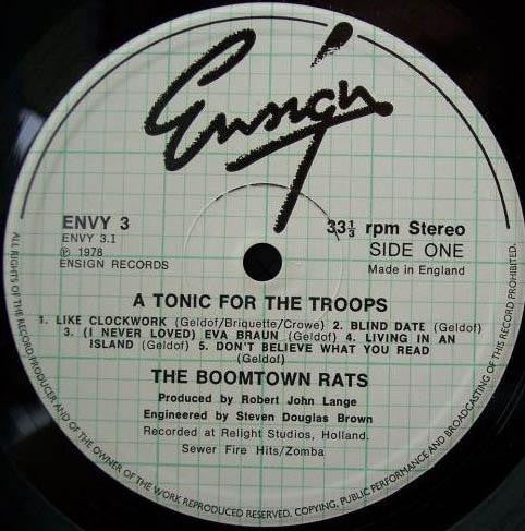 The Boomtown Rats : A Tonic For The Troops (LP, Album)