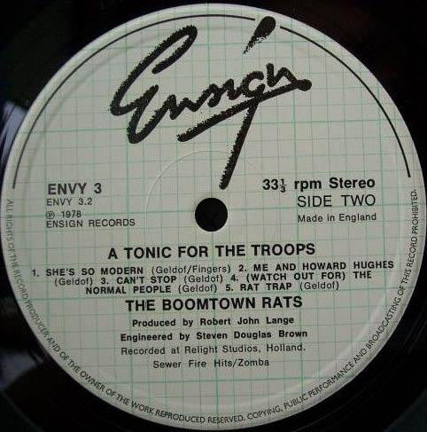 The Boomtown Rats : A Tonic For The Troops (LP, Album)