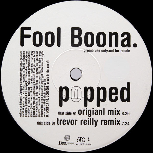 Fool Boona : Popped (12", Promo)
