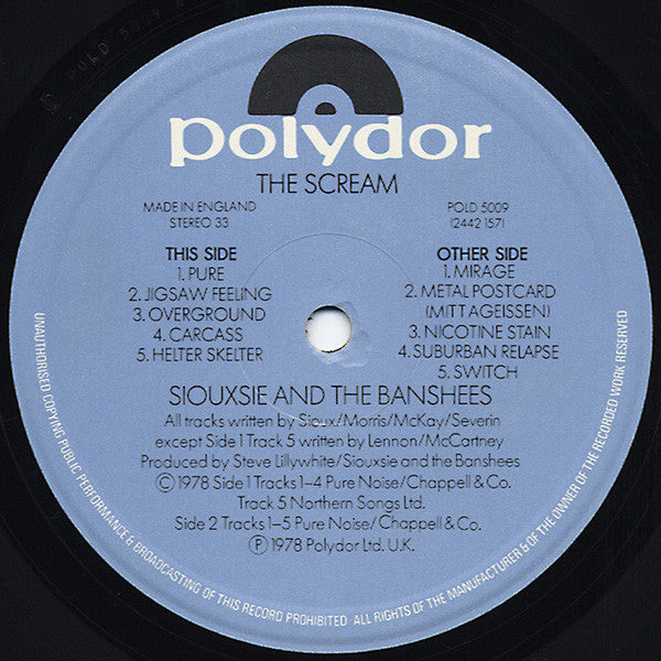 Siouxsie & The Banshees : The Scream (LP, Album)