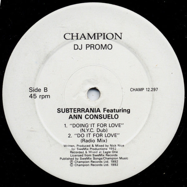 Subterrania Featuring Ann Consuelo : Do It For Love (12", Promo)