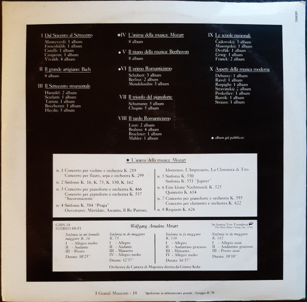 Mozart*, Orchestra Da Camera Di Magonza*, Günter Kehr : Sinfonie K.16, K.73, K.130, K.162 (LP, Comp, RE)
