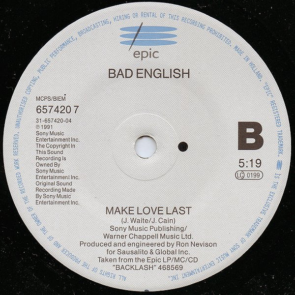 Bad English : Straight To Your Heart (7", Single)